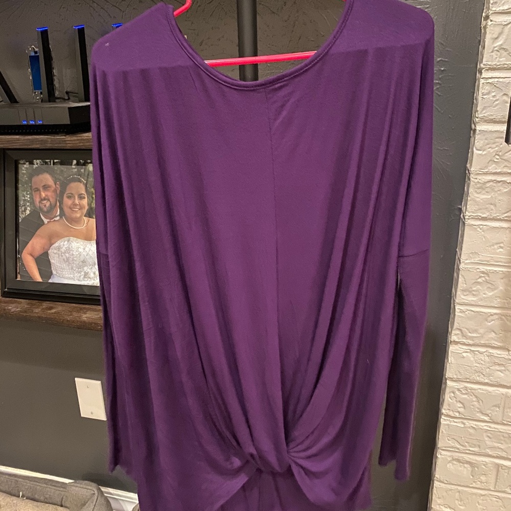 Purple Long Sleeve Knot Top